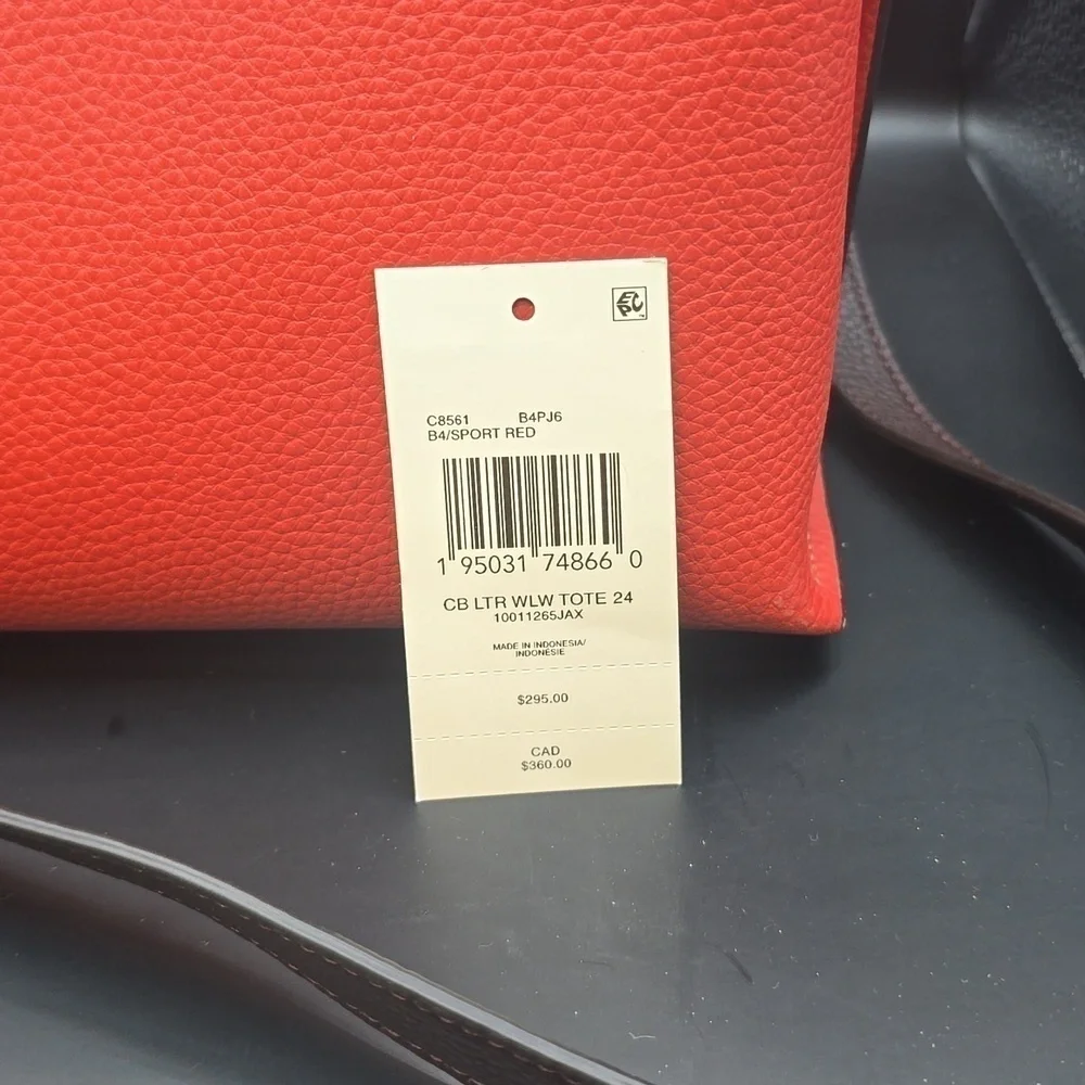 NWT Coach Willow 24 Leather Tote with Strap Red and Dustbag